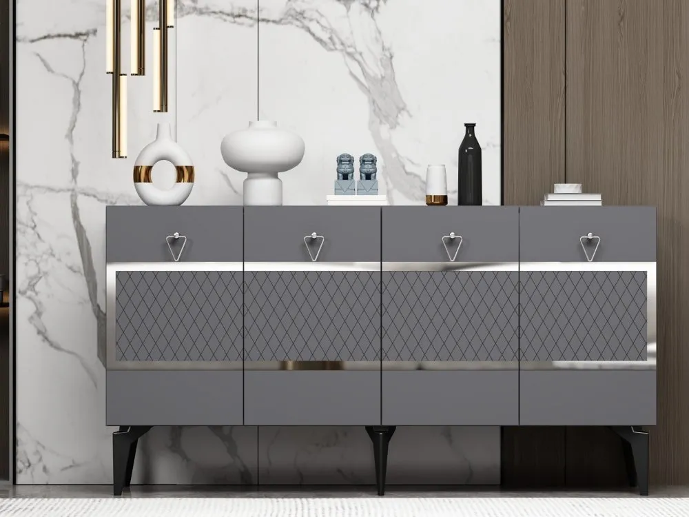 Komoda Ipek Anthracite Silver