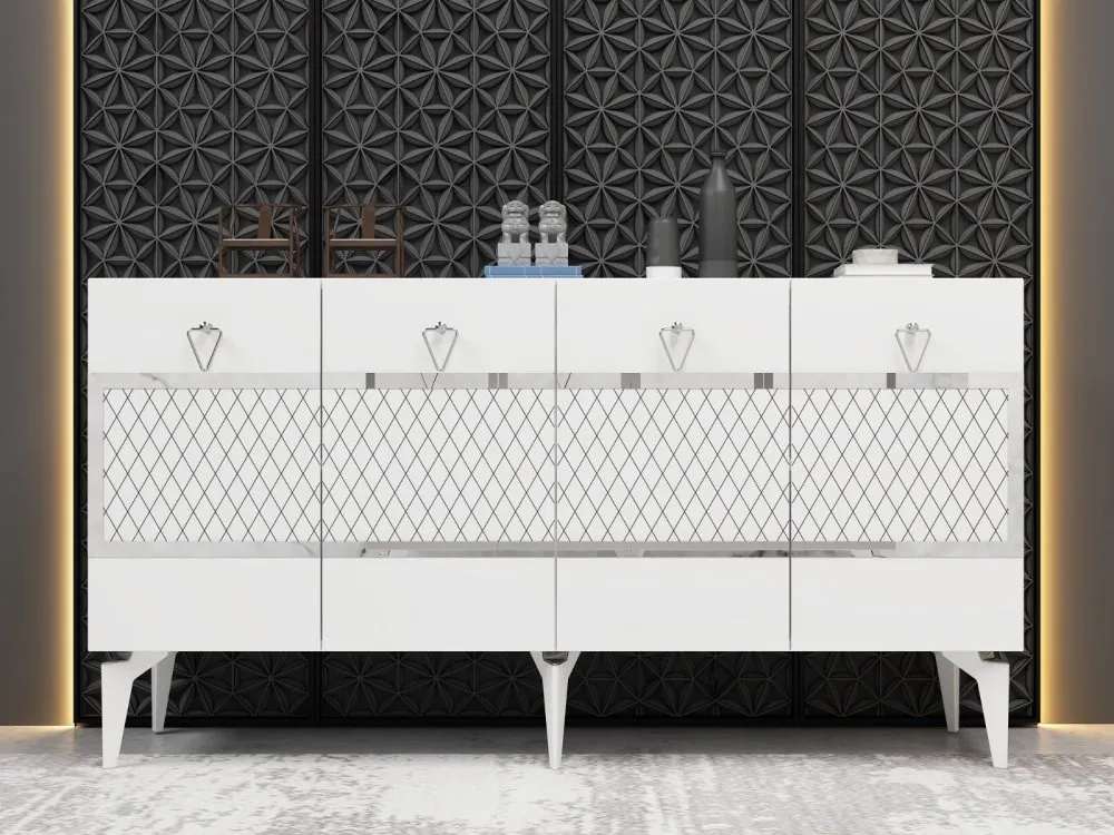Komoda Ipek White Silver