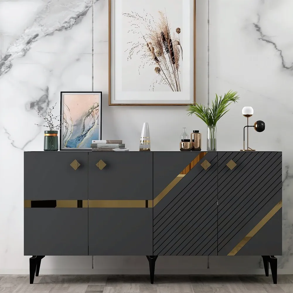 Komoda Iris Anthracite Gold