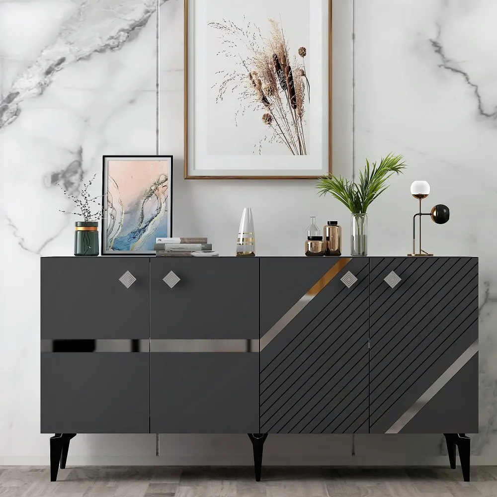 Komoda Iris Anthracite Silver