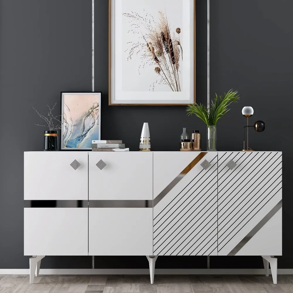 Komoda Iris White Silver