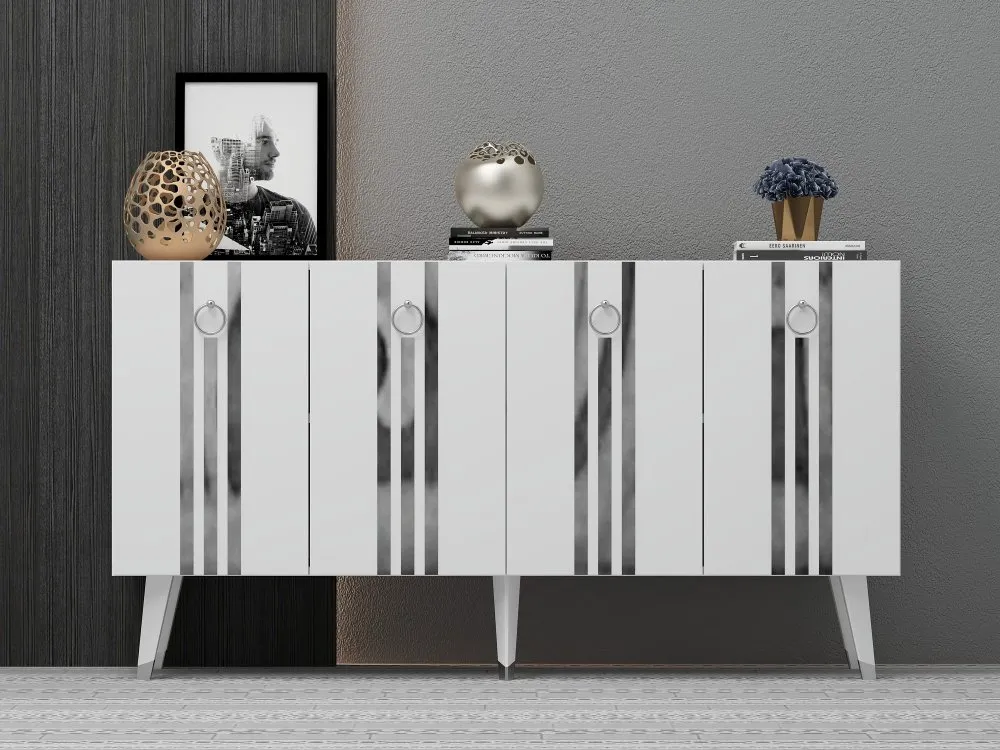 Komoda Isil White Silver