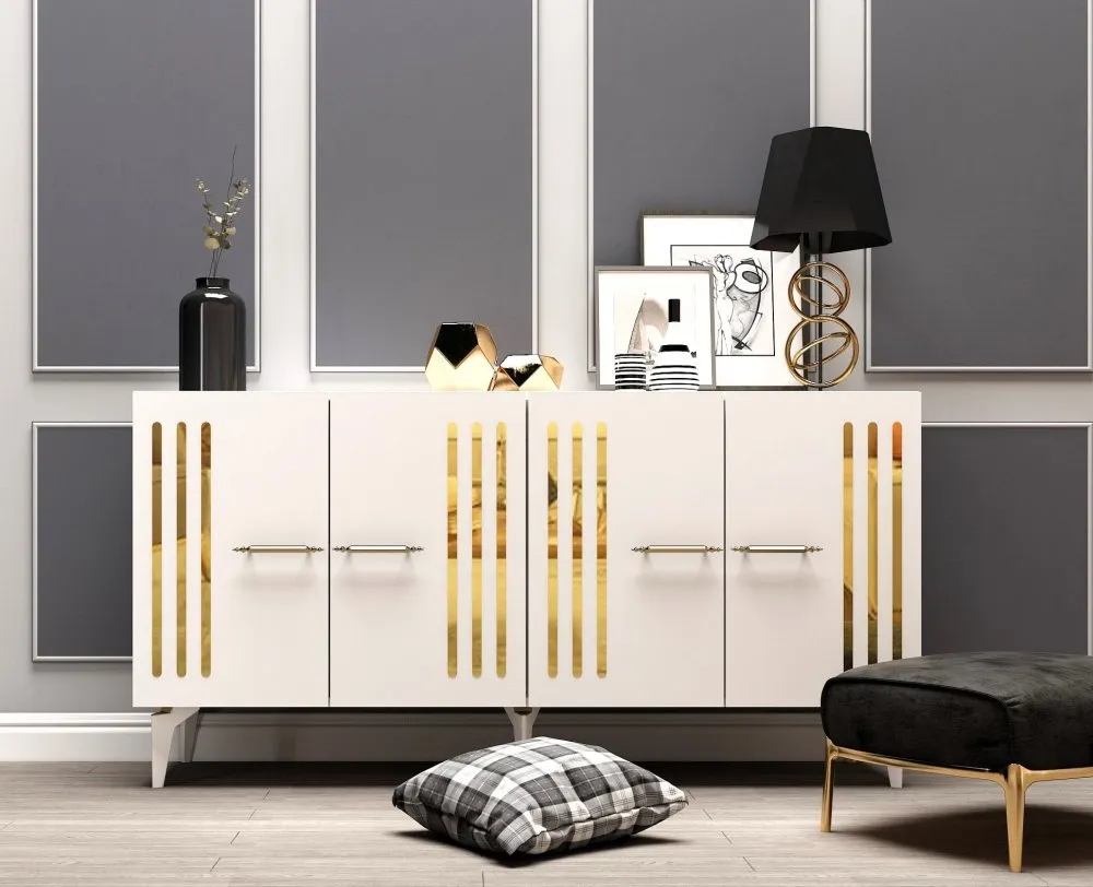 Komoda Junes White Gold