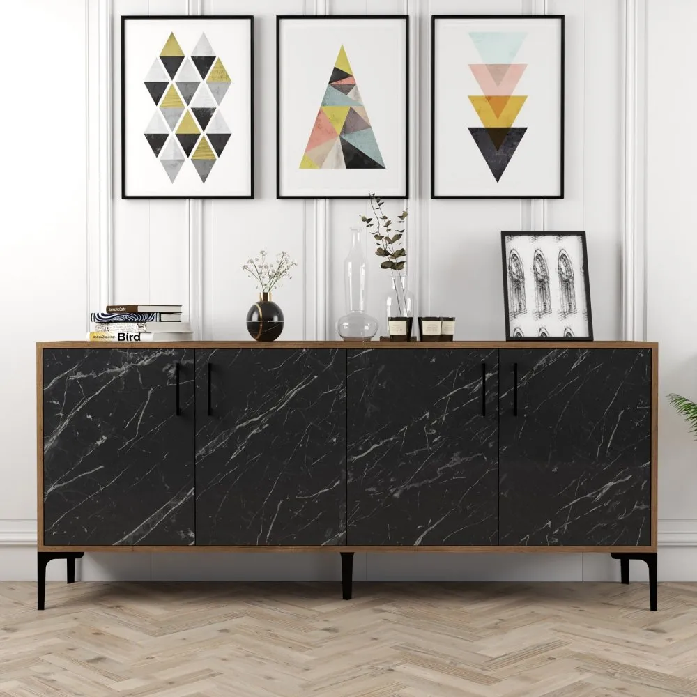 Komoda Kiev Walnut Black Marble