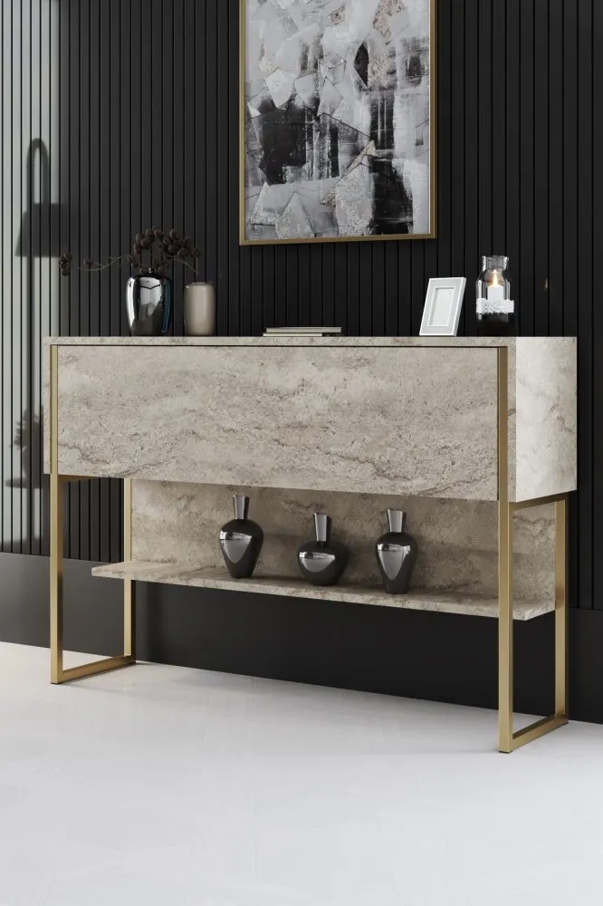 Komoda Luxe Travertine Gold