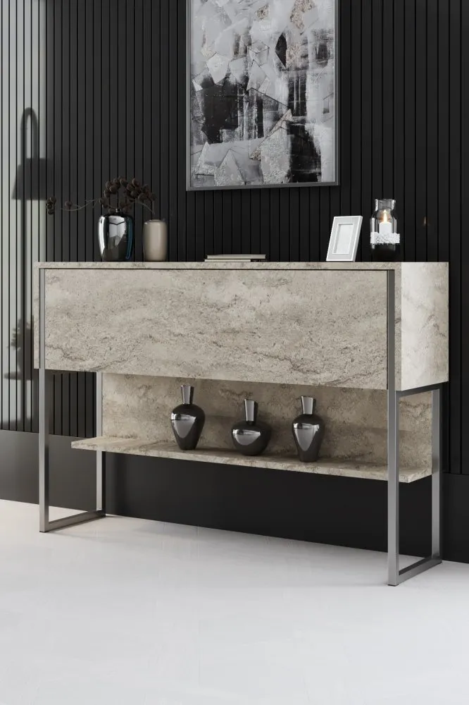 Komoda Luxe Travertine Silver