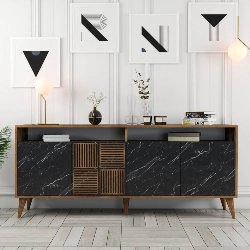 Komoda Milan Walnut Black Marble