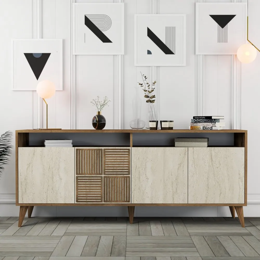 Komoda Milan Walnut Travertine