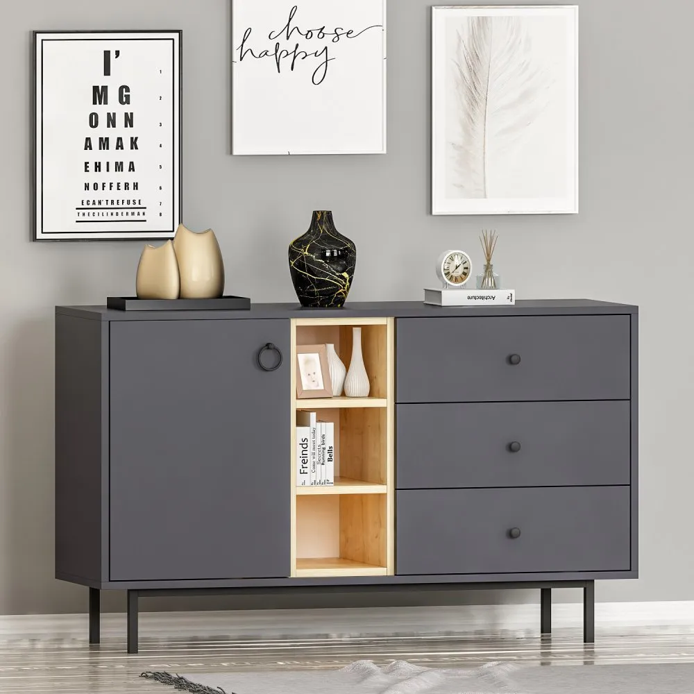 Komoda Naturel Anthracite