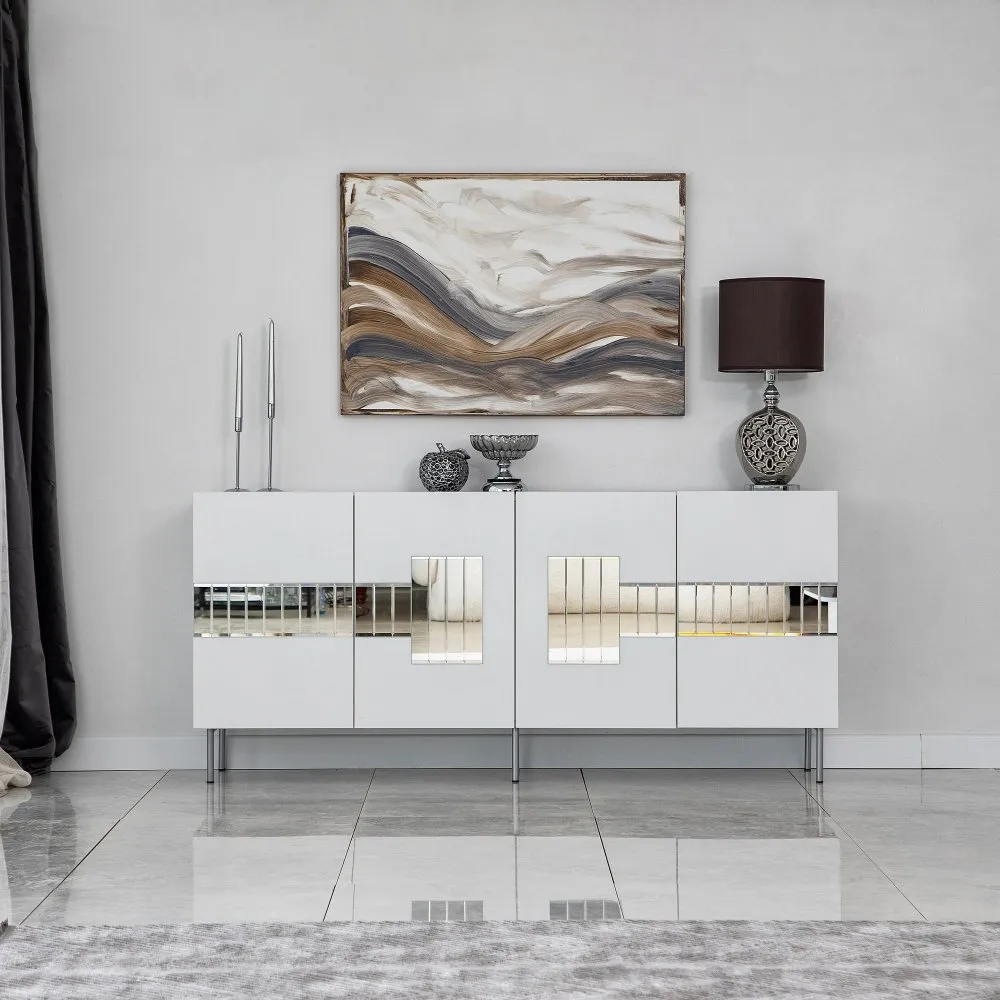 Komoda Paris White Silver