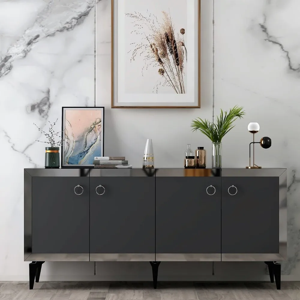 Komoda Poli Black Marble Anthracite Silver