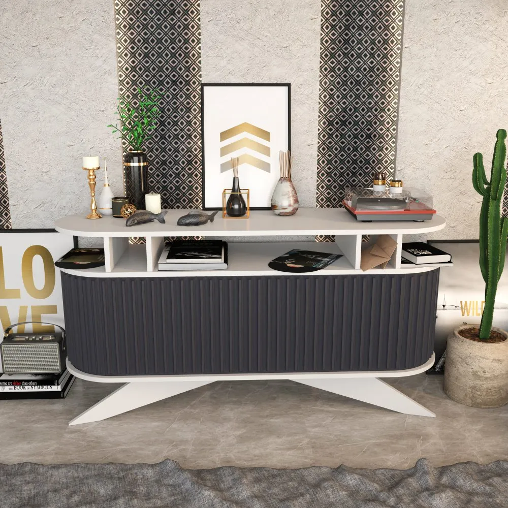 Komoda Stor White Anthracite