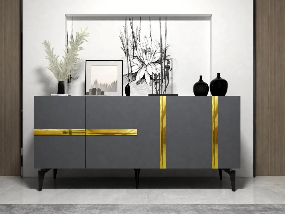 Komoda Vania Anthracite Gold