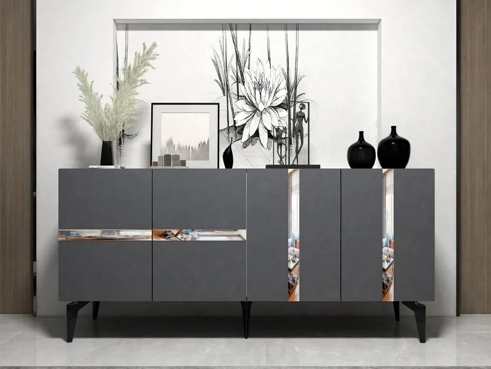 Komoda Vania Anthracite Silver