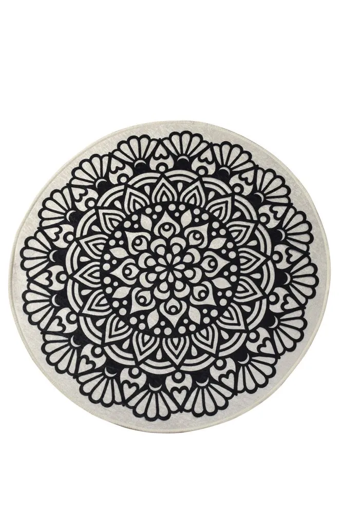 Kozzy Okrugli tepih multicolor crno - bele boje 100 cm (882CHL1072)