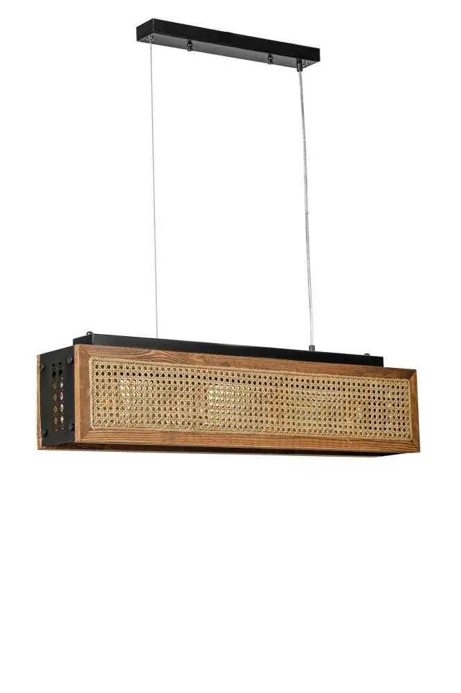 Kumsal Dikdortgen Ceviz Rattan Avize luster