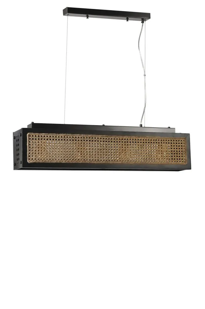 Kumsal Dikdortgen Siyah Rattan Avize luster