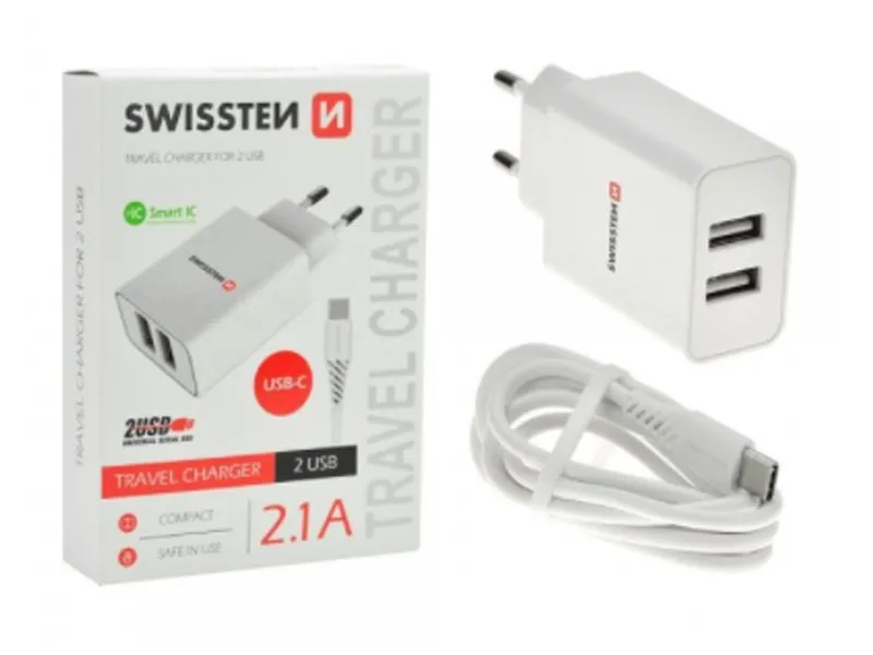 Kućni Punjač 2.1A 2xUSB Type-C (Bela)