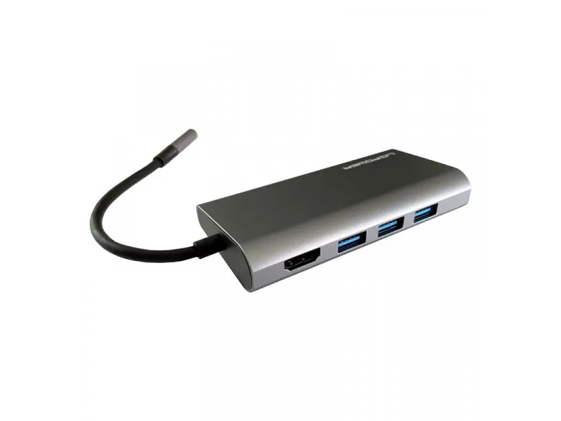 LC-HUB-C-MULTI-5 USB Type C HUB card reader, charging, RJ45, HDMI anthracite/black