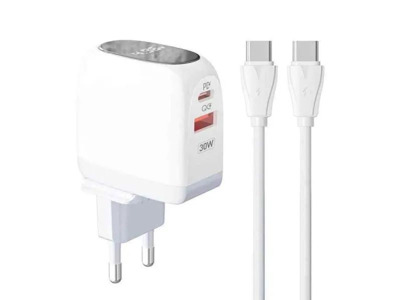 A2522C 30W Kućni punjač sa LED ekranom i USB-C na USB-C kablom