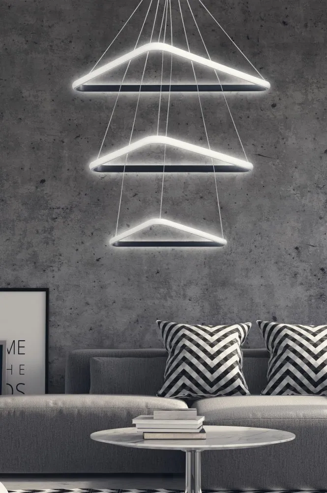 LED luster Trinity Triangle Set Black Body White Light