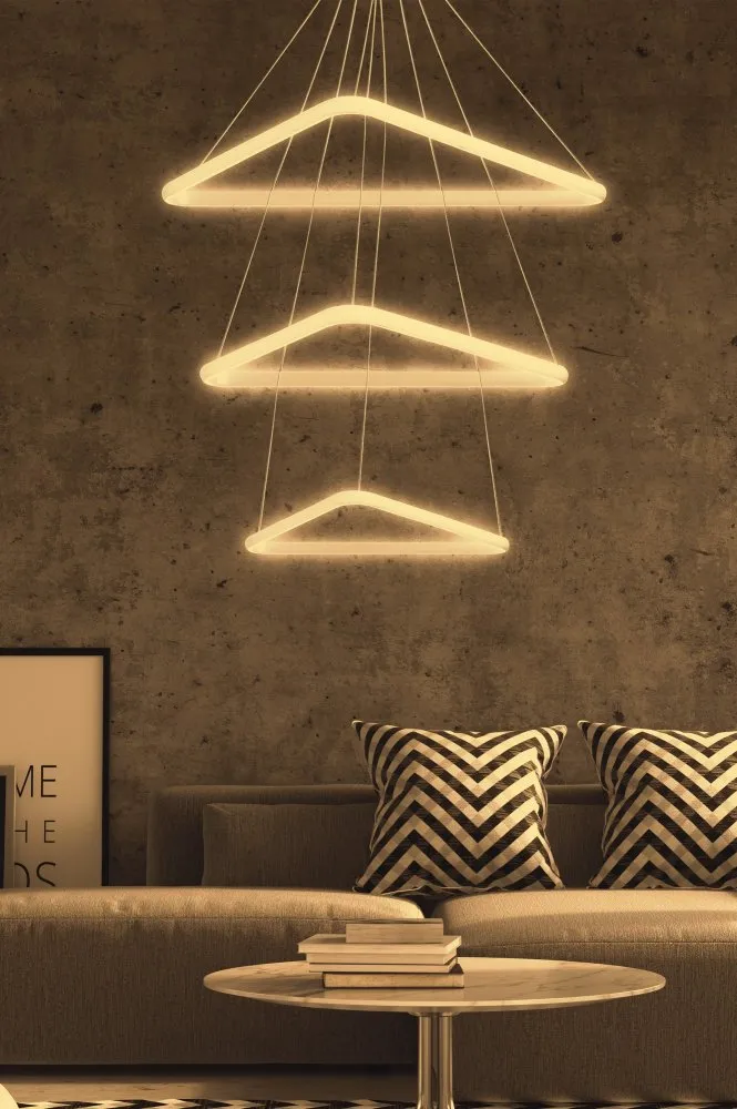 LED luster Trinity Triangle Set White Body Yellow Light