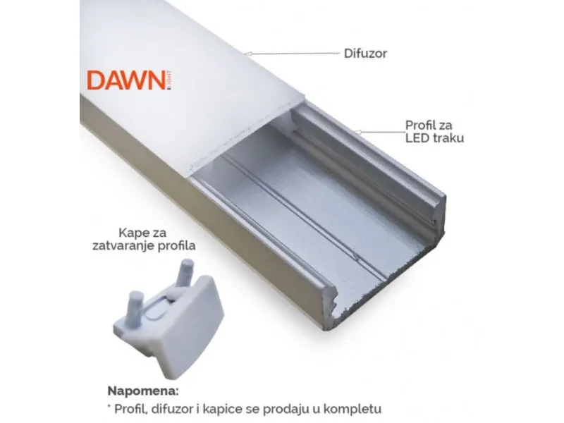 led profil LL-ALP002-R komplet