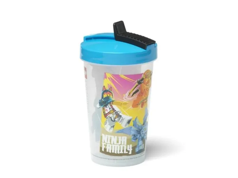 Ninjago čaša sa poklopcem i slamkom Prozirno plava