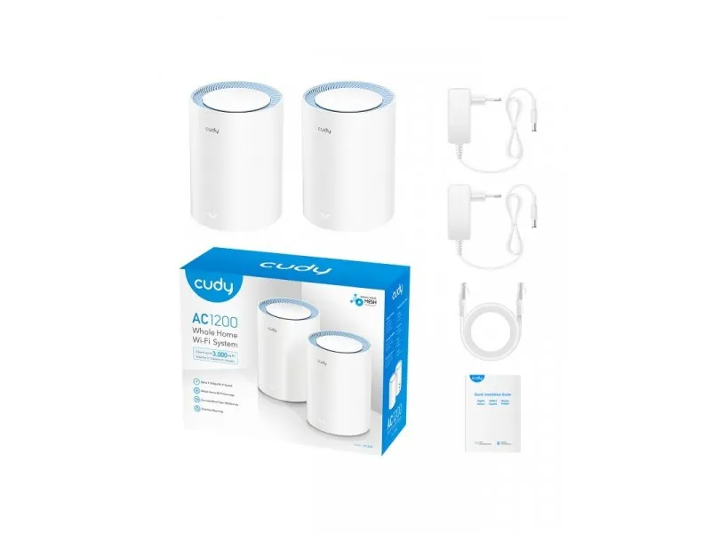 M1200 2-pack AC1200 Dual Band 2.4+5Ghz Wi-Fi Mesh System, 2x Antena , MIMO, TR069, OpenWRT