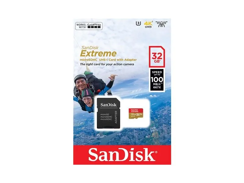 MEM MICROSD 32GB Sandisk Extreme + adapter (SDSQXAF-032G-GN6AA)
