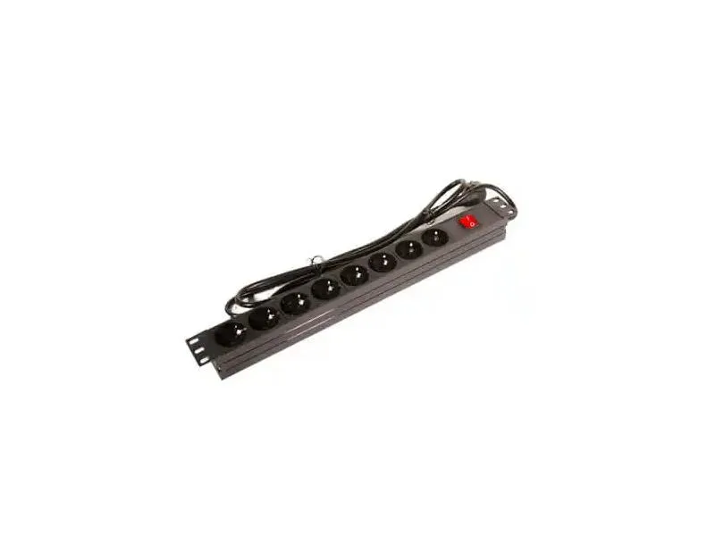 220V razvodni PDU panel 19/1U sa 8 utičnih mesta,prekidač,prenaponska zaštita,kabl 1.8m Mirsan