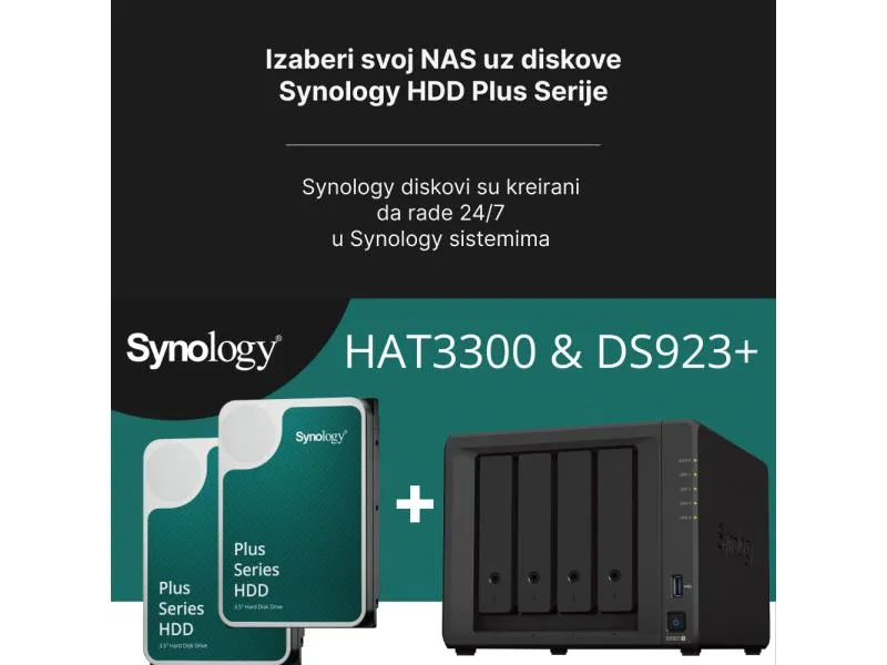 NAS Bundle DS923+ sa preinstaliranim 2 x 6TB HAT3300-6T