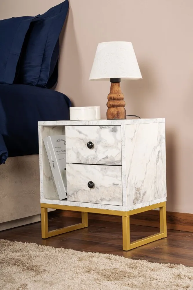 Noćni stočić Glimmer Fressia Marble Gold