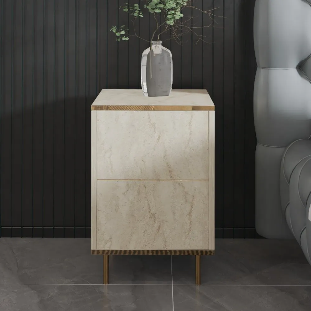 Noćni stočić Imaj Travertine Gold