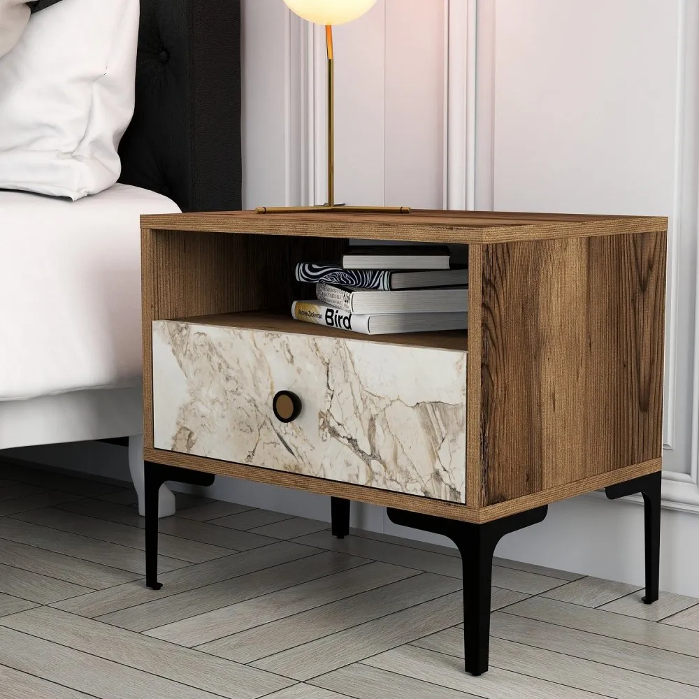 Noćni stočić Lizbon 531 Walnut White