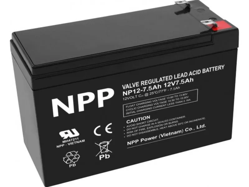 NP12V-7.5Ah, AGM Battery, C20=7.5AH, T1, 151x65x94x100, 2,07KG