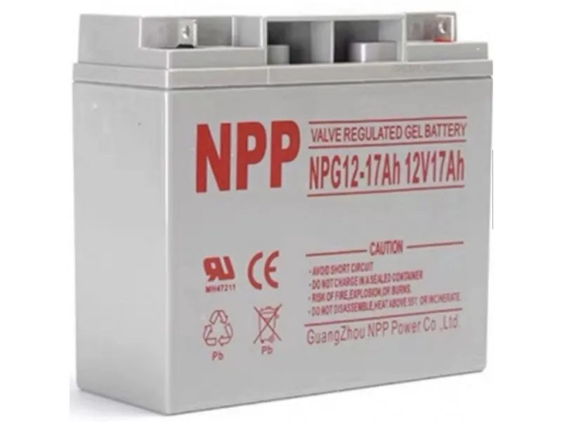 NPG12V-17Ah, Gel battery, C20=17AH, T3, 180*77*167*167, 4,8KG, Light grey