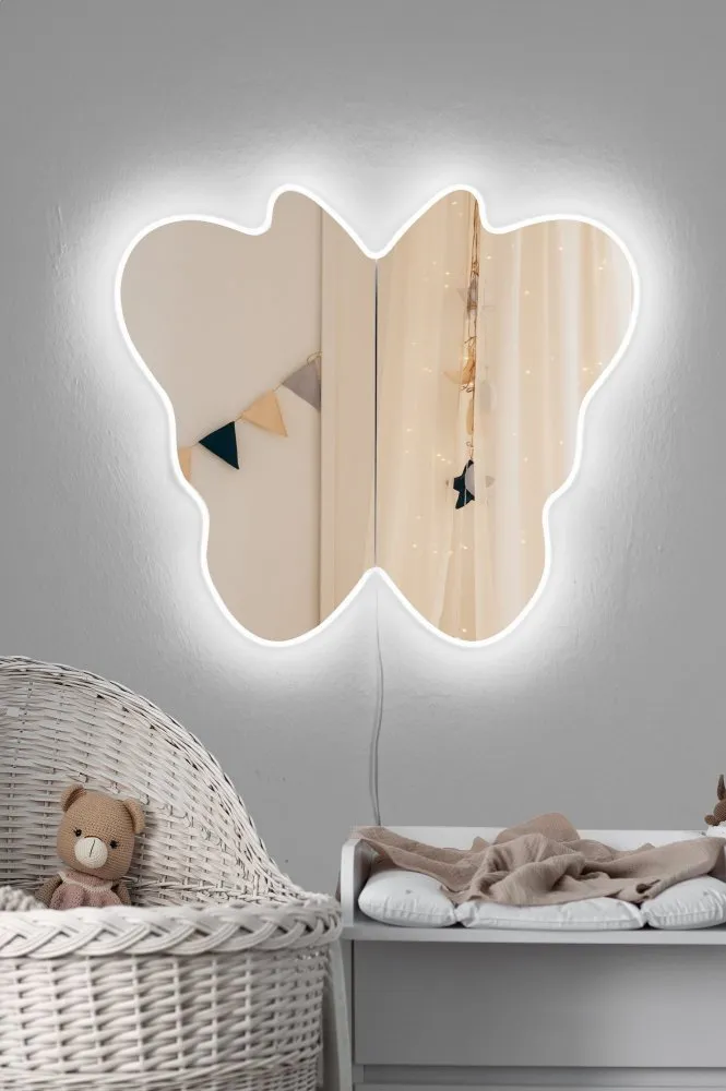Ogledalo sa LED osvetljenjem Butterfly Silver White