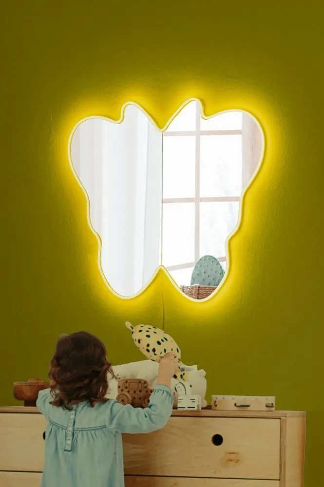 Ogledalo sa LED osvetljenjem Butterfly Silver Yellow