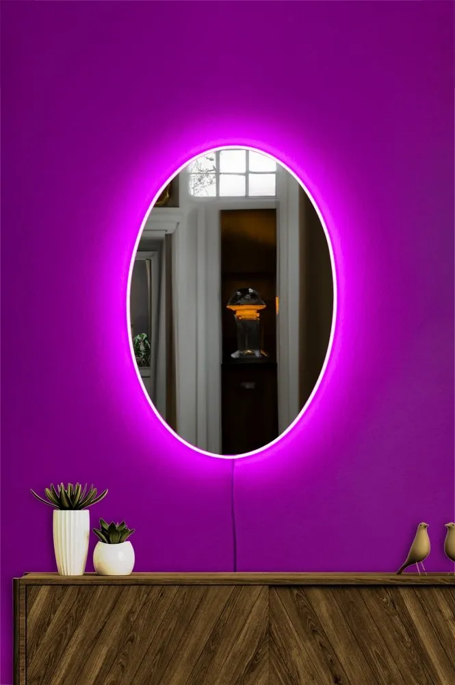 Ogledalo sa LED osvetljenjem Elliptical Single 30x40 cm Pink