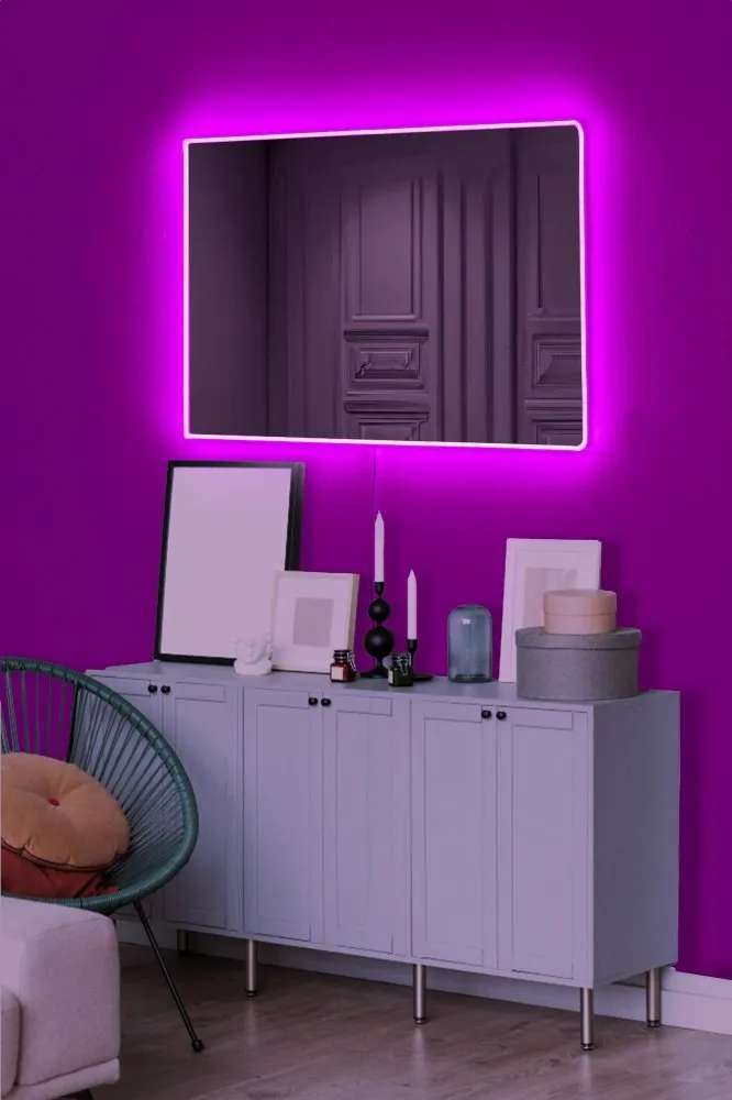 Ogledalo sa LED osvetljenjem Rectangular 40x60 cm Pink