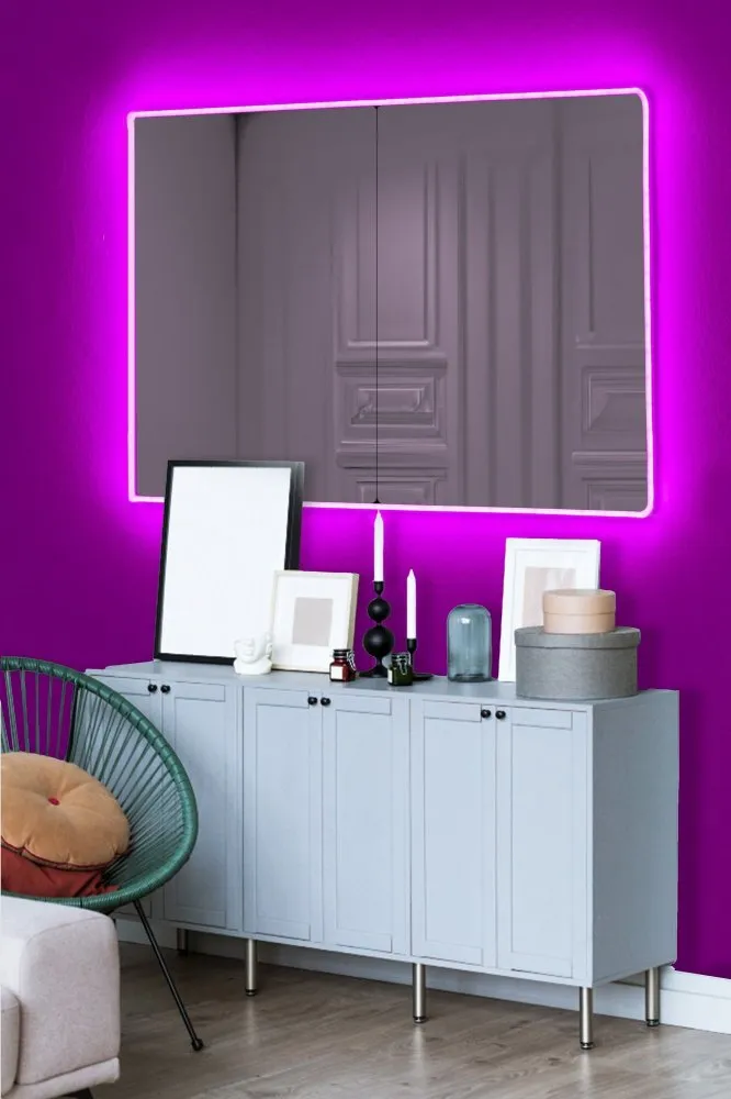 Ogledalo sa LED osvetljenjem Rectangular 60x80 cm Pink
