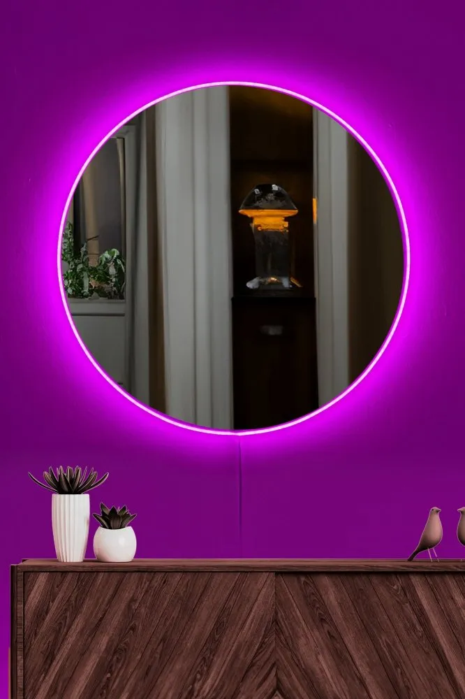 Ogledalo sa LED osvetljenjem Round Diameter: 60 cm Pink