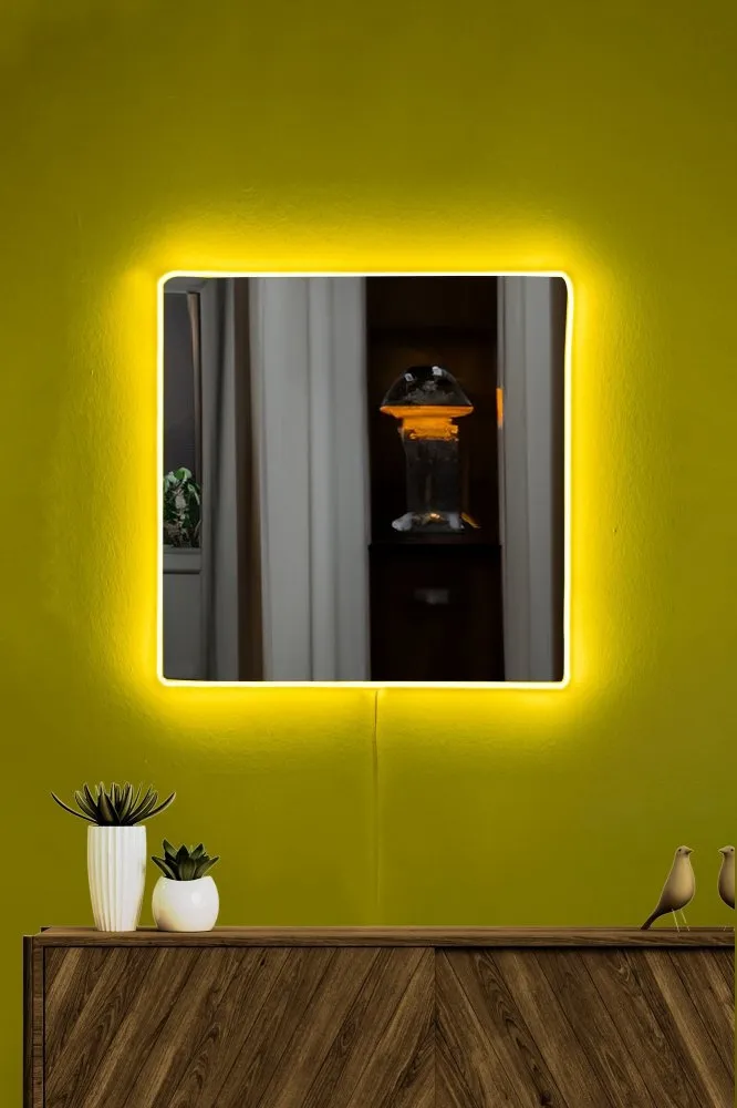 Ogledalo sa LED osvetljenjem Square 30x30 cm Yellow