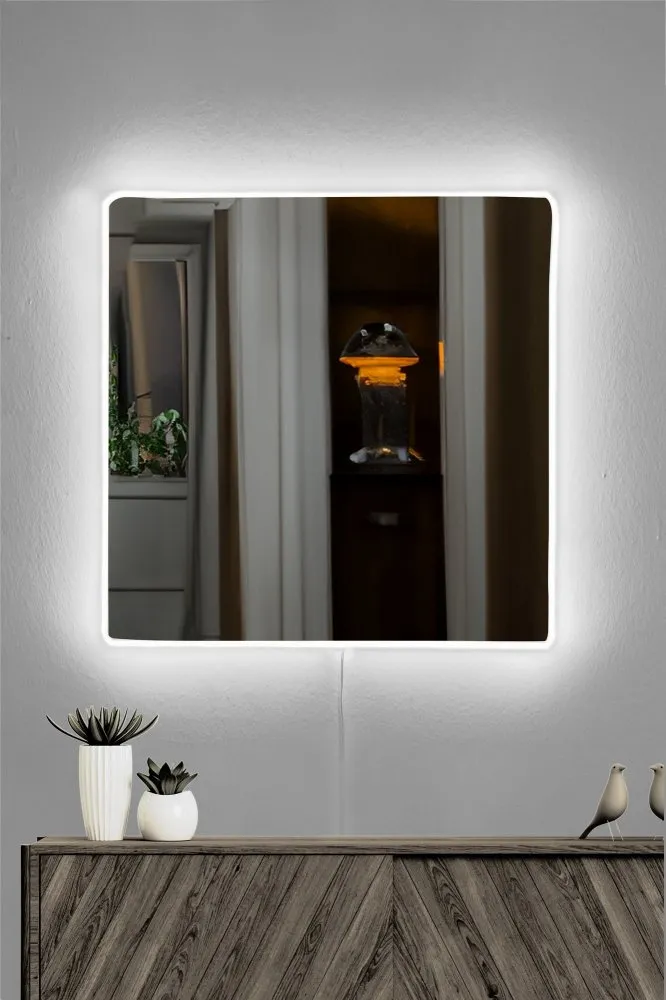 Ogledalo sa LED osvetljenjem Square 50x50 cm White