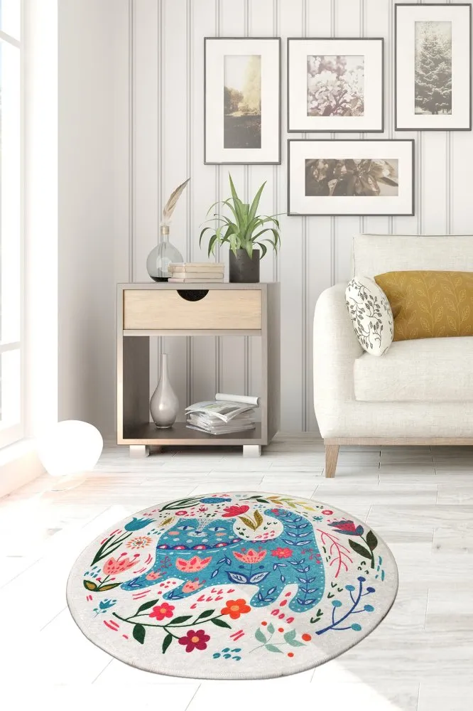 Okrugli beli tepih za decu Blue Cats 140 cm (882CHL1647)