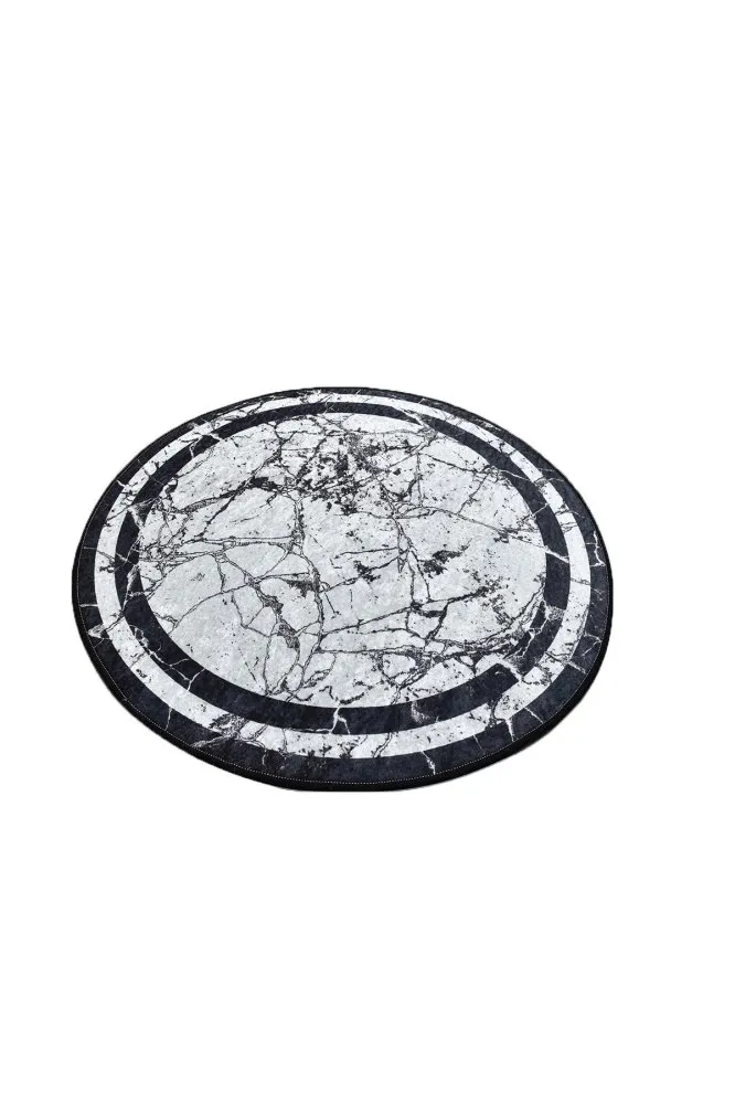 Okrugli belo - crni tepih Marmor 140 cm (882CHL2158)