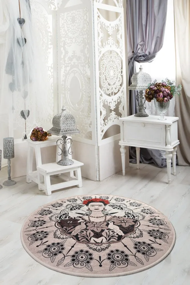 Okrugli multicolor tepih sa printom Frida Round 140 cm (882CHL1075)