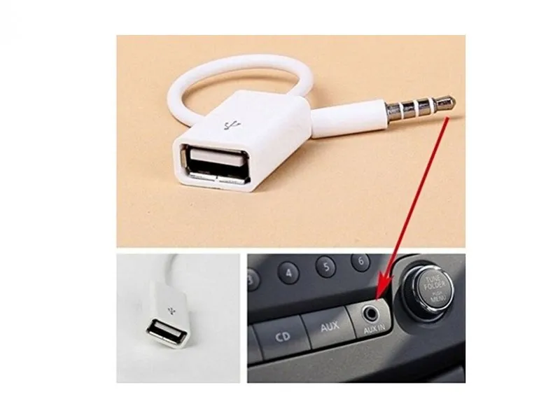 USB na AUX adapter beli 17cm A017