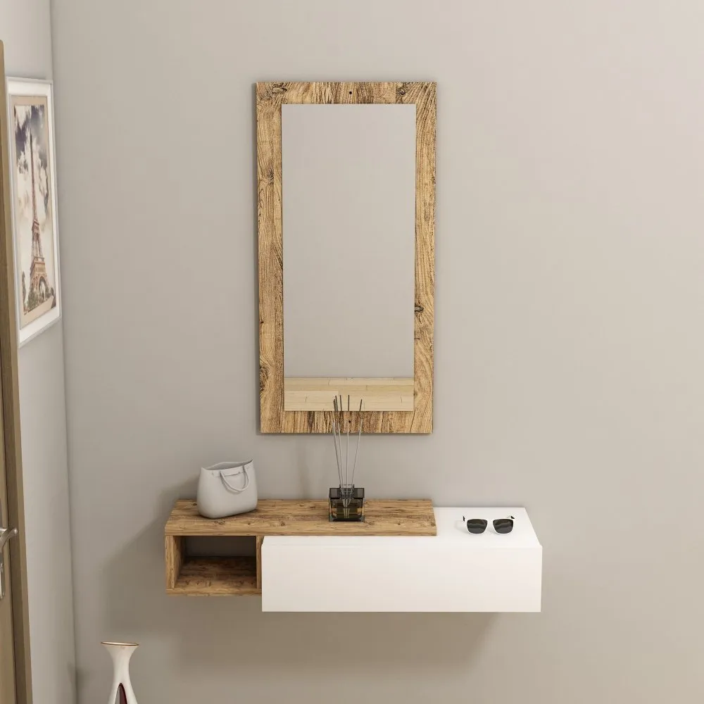 Polica sa ogledalom Vien Atlantic Pine White
